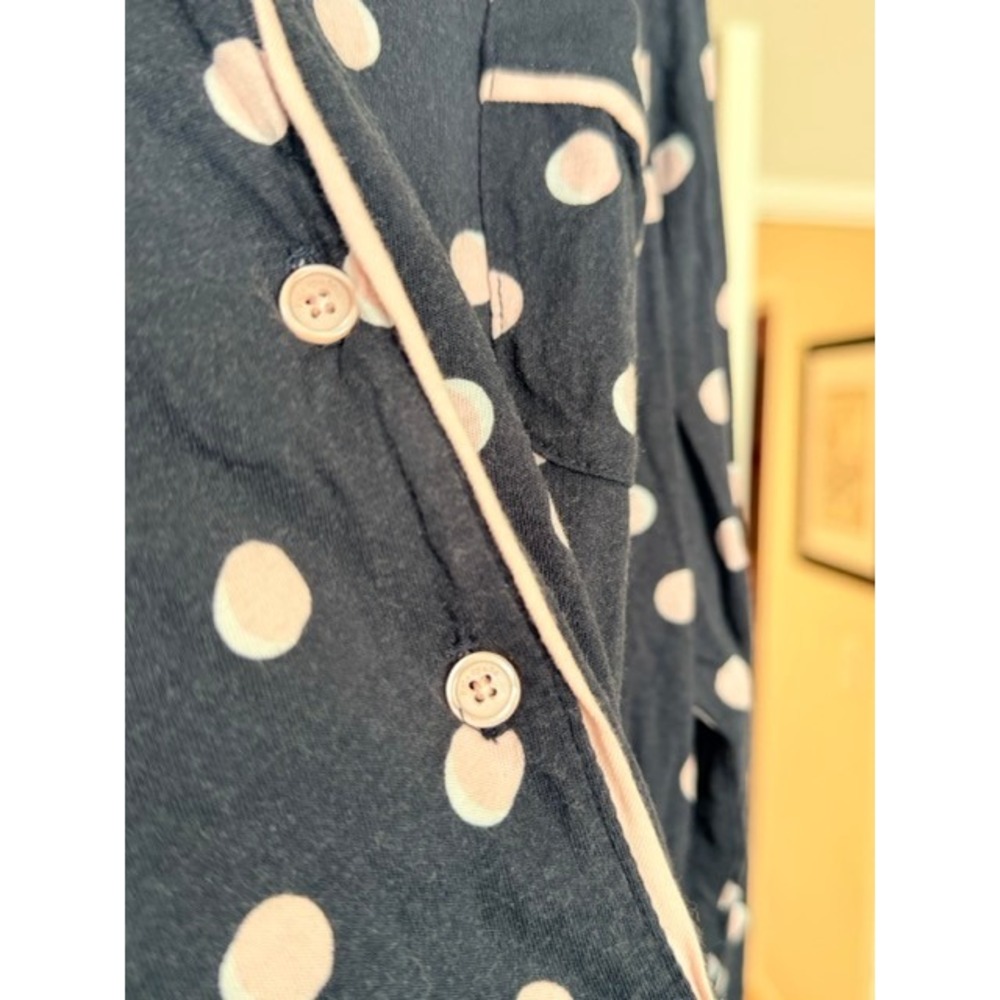 Kate Spade Navy Polka Dot PJ Top Cottagecore Cozy Sleepwear L - Picture 5 of 5